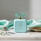 Side view of Shams Al Emarat Khususi Iced Petal perfume bottle by Ard Al Zaafaran