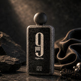 Soghaat 9PM Night Out 100ml Extrait de Parfum for unisex, fruity woody aromatic with notes of pitahaya, cognac, toffee, suede, and patchouli.