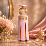 Soghaat Ahl 60ml Extrait de Parfum bottle, pink fluted design with gold accents, unisex fresh oud woody fragrance.