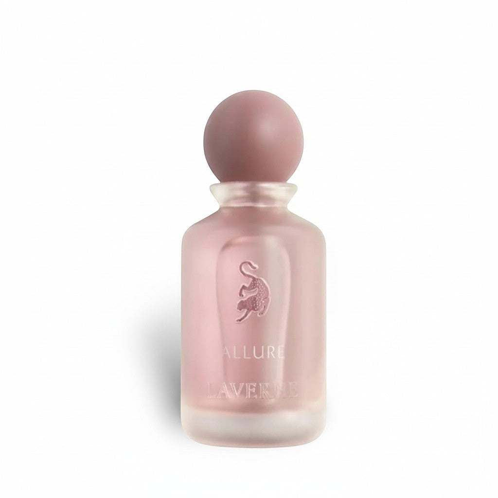 Soghaat Allure 100ml Eau de Parfum for women, a fruity floral gourmand fragrance in a pink frosted bottle with a pink spherical cap.