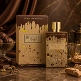 Soghaat Anfar Biscotti Truffle Extrait de Parfum bottle and box with chocolate and biscuit theme design.