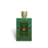 Soghaat Anfar London Meditation 80ml Extrait de Parfum in a rectangular green bottle with intricate colorful patterns.