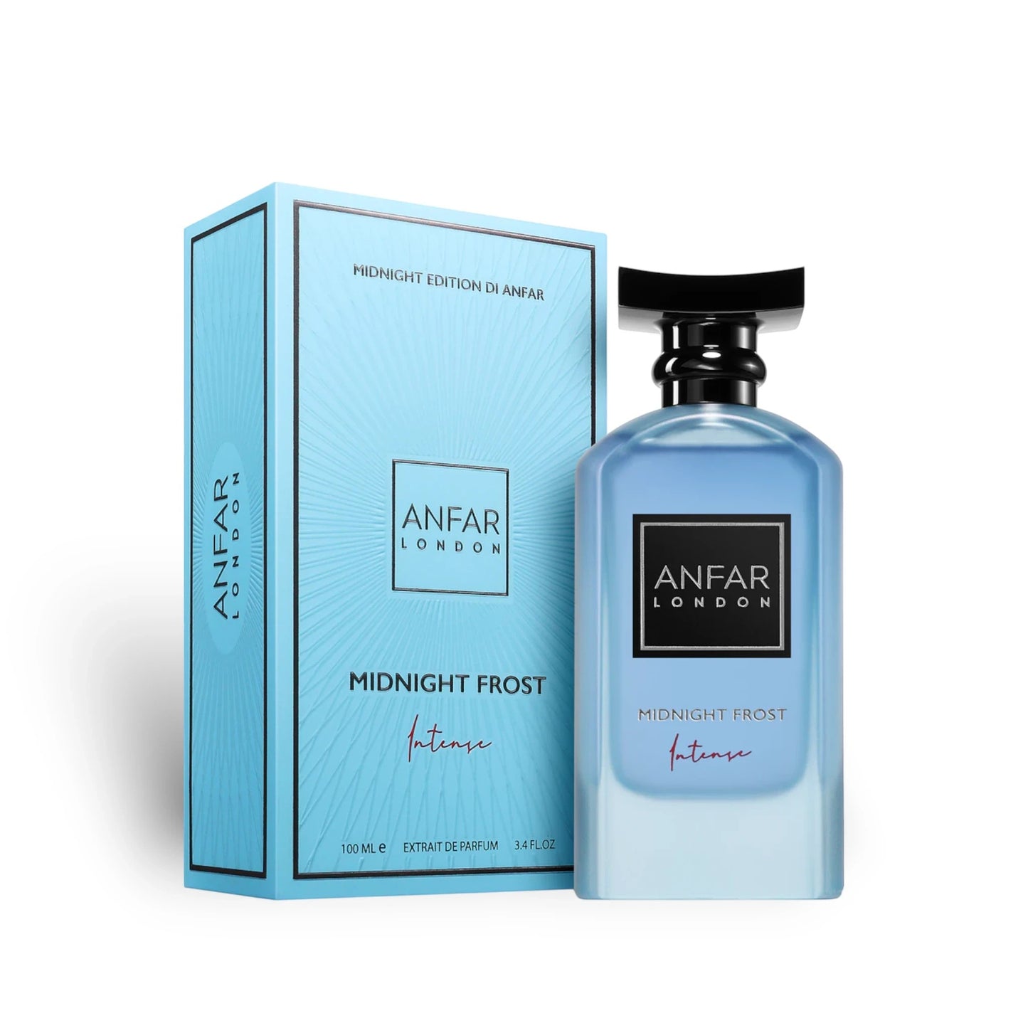Soghaat Anfar London Midnight Frost Intense 100ml Extrait de Parfum bottle and light blue box packaging