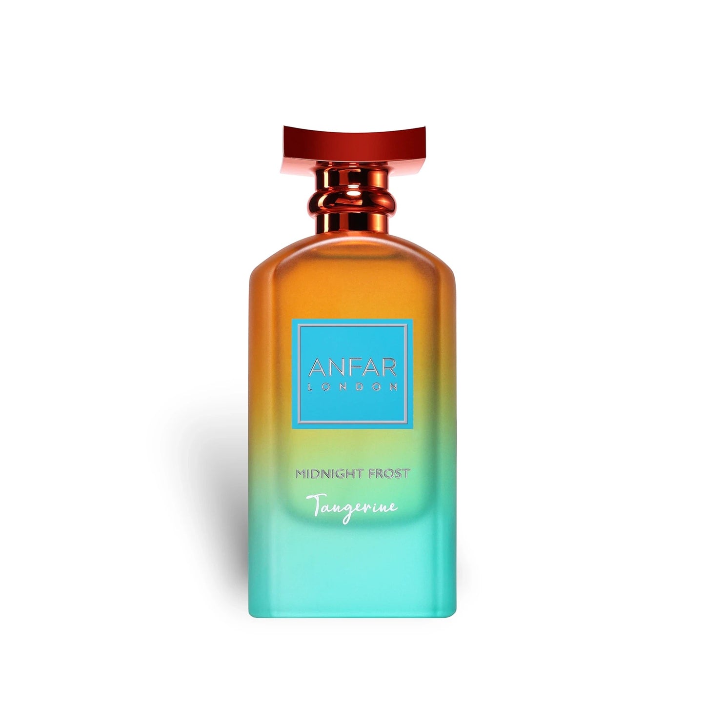 Soghaat Anfar London Midnight Frost Tangerine unisex Extrait de Parfum in a gradient orange and teal glass bottle.