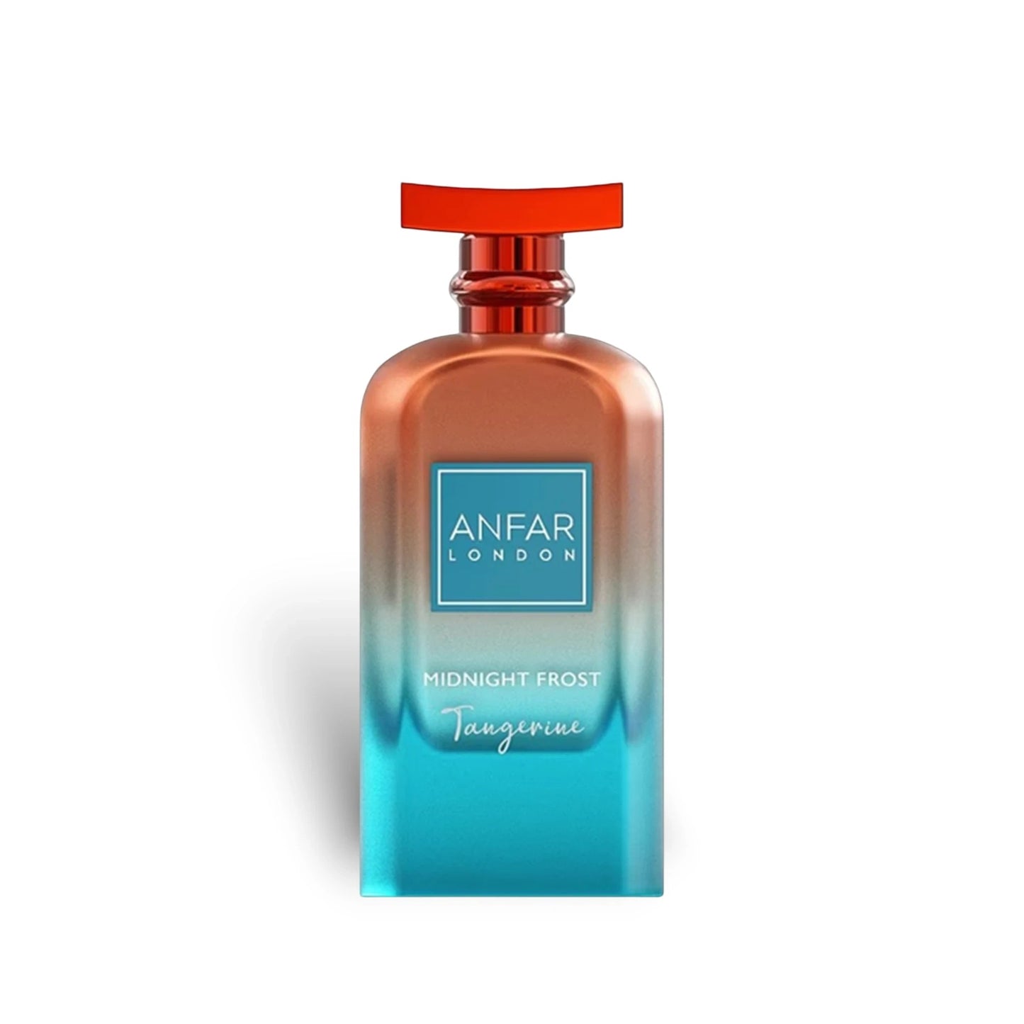 Soghaat Anfar London Midnight Frost Tangerine Extrait de Parfum in a gradient orange and blue glass bottle.