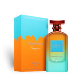 Soghaat Anfar London Midnight Frost Tangerine unisex Extrait de Parfum bottle and vibrant orange and blue box.