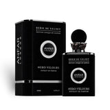 Soghaat Anfar London Nero Velours 100ml Extrait de Parfum bottle and black velvet-textured presentation box.