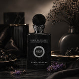 Soghaat Anfar London Nero Velours Extrait de Parfum in a sleek black bottle with a velvet-textured cap.