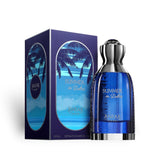 Soghaat Anfar Summer in Dubai 100ml Extrait de Parfum bottle and box with blue tropical palm tree design