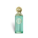 Soghaat Anfar Vague Extrait de Parfum in a tall green glass bottle with an ornate gold cap and intricate detailing.