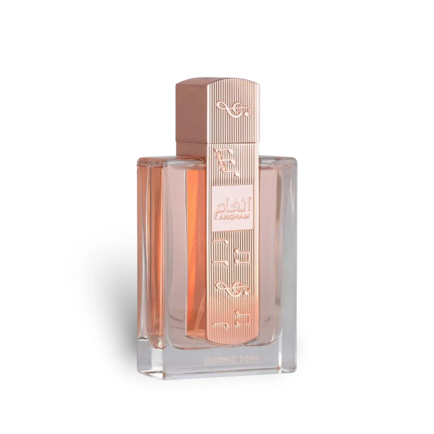 Soghaat Angham Second Song 100ml Eau de Parfum for women, rose gold bottle with musical notes design.