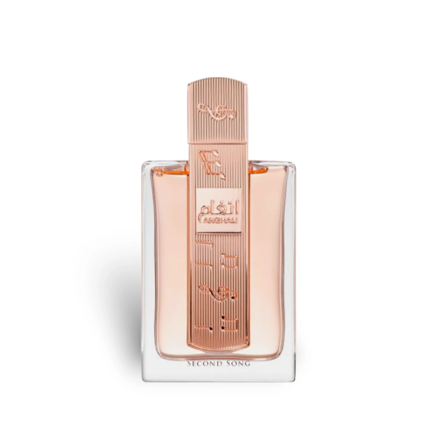 Soghaat Angham Second Song Eau de Parfum for women, 100ml, with rose gold cap and bottle details.