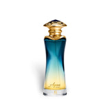 Soghaat Aqua Oud Eau de Parfum in a blue and yellow gradient glass bottle with an ornate gold cap