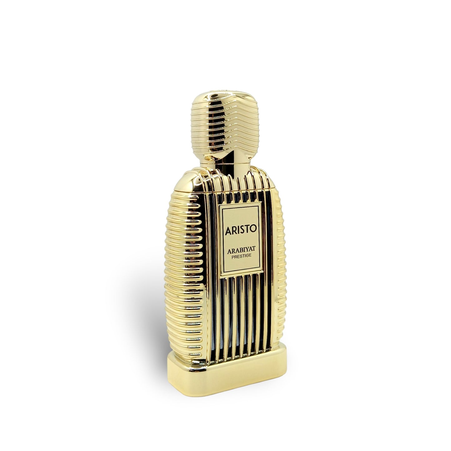 Soghaat Aristo 100ml Eau de Parfum, a unisex woody aromatic fragrance in a gold fluted bottle.