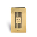 Soghaat Aristo 100ml Eau de Parfum, a fresh woody aromatic fragrance in a gold box with black vertical stripes.