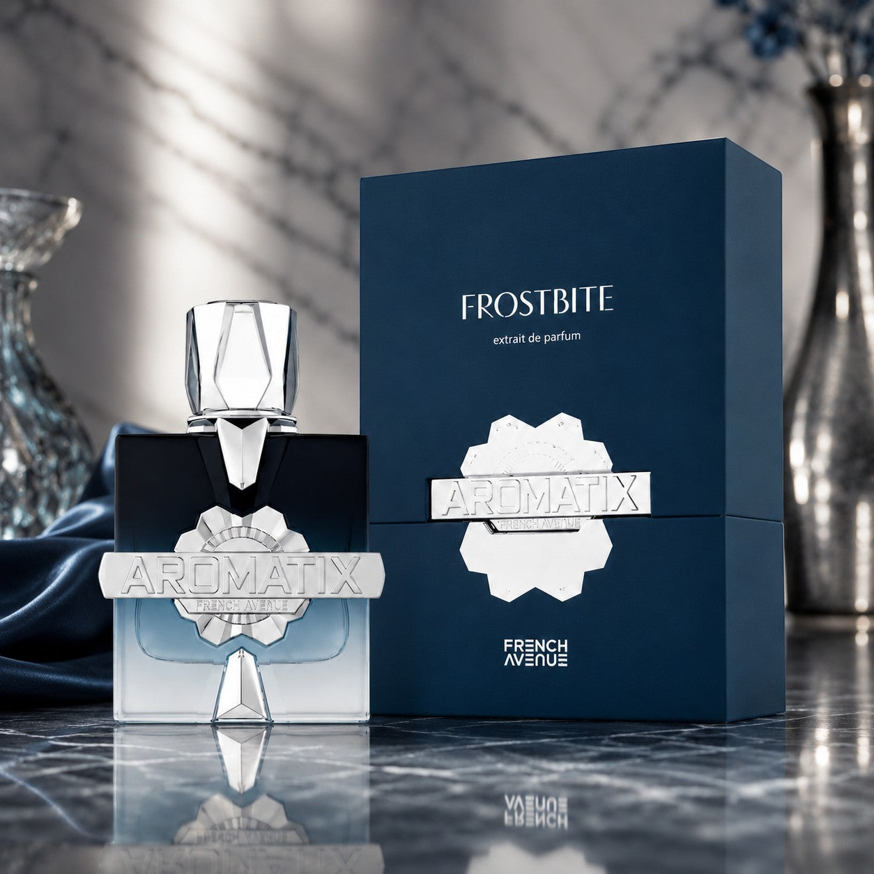Soghaat Aromatix Frostbite 100ml Extrait de Parfum bottle and box, fresh fruity woody unisex fragrance.