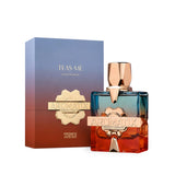 Soghaat Aromatix Teas Me Extrait de Parfum bottle and box, sweet amber gourmand fragrance with lime, ginger, black tea notes.