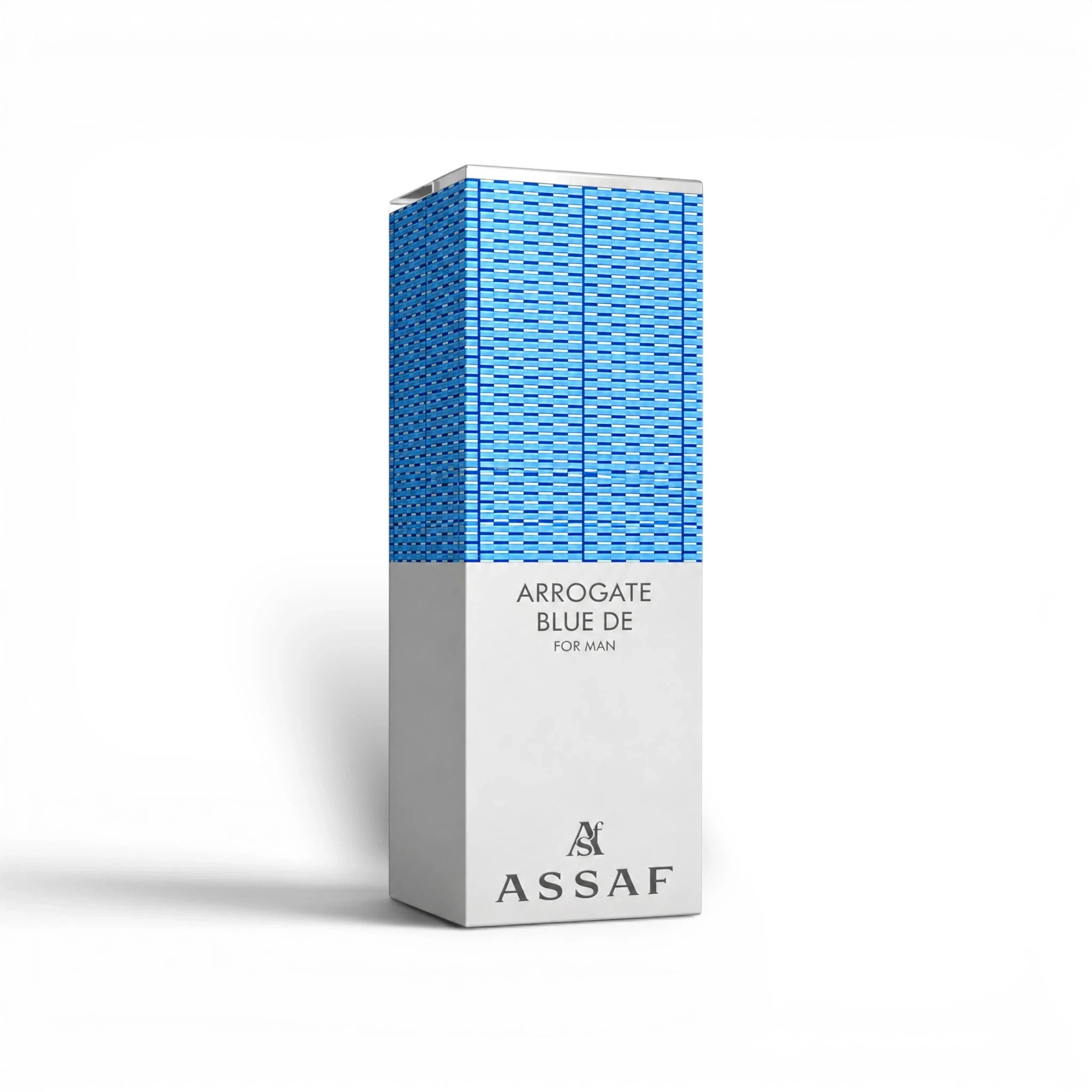 Soghaat Arrogate Blue De 200ml Eau de Parfum for men, fresh citrus woody spicy fragrance with blue patterned bottle.