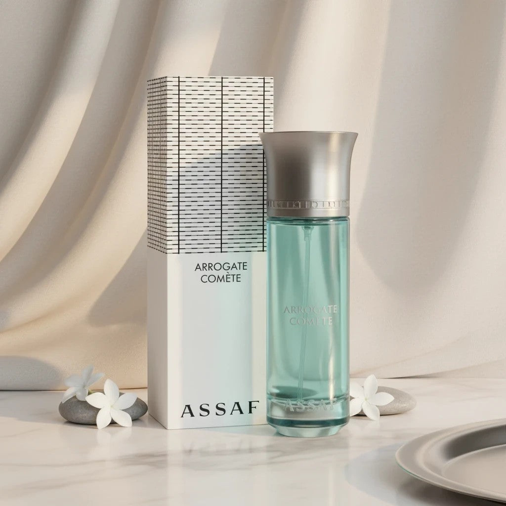 Soghaat Arrogate Comete 200ml Eau de Parfum, fresh floral citrus scent with saffron, orange, rose, orange blossom, amber notes.
