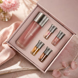 Soghaat Arrogate Pink Collection perfume gift set for women, featuring a 200ml bottle and four 10ml mini fragrances in a pink box.