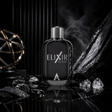 Soghaat Atralia Elixir Dao 100ml Eau de Parfum in a sleek black bottle with silver cap on a dark reflective surface.