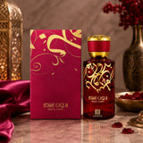 Soghaat Bidun Esam 50ml Eau de Parfum for unisex, amber oud woody fragrance with saffron, rose, white flowers, oud, musk, and amber.