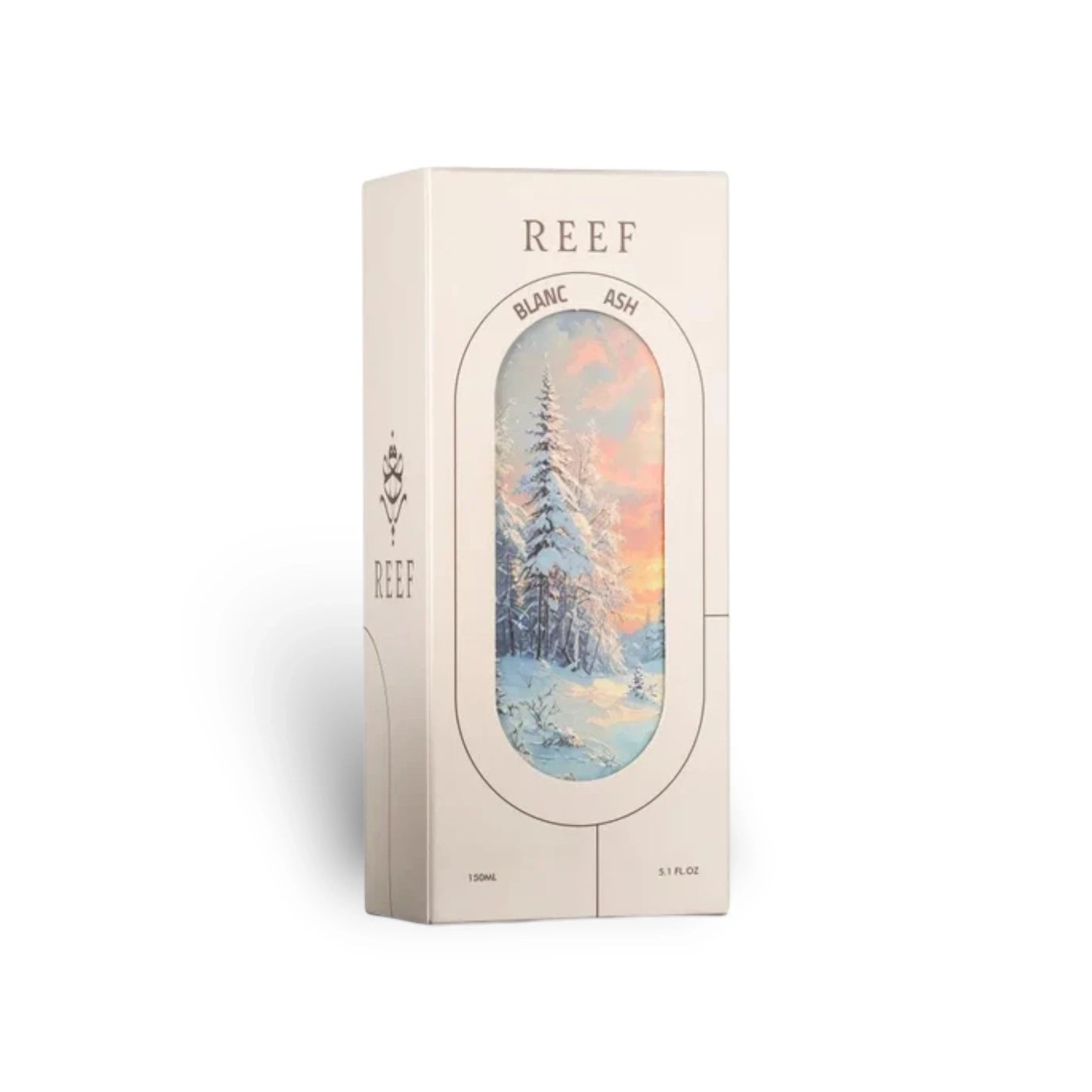 Soghaat Blanc Ash 150ml Eau de Parfum unisex amber woody oriental fragrance with winter forest artwork on box.