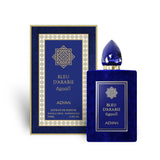 Soghaat Bleu D'Arabie by Adyan 100ml Extrait de Parfum in a blue velvet bottle with matching gold-accented box.