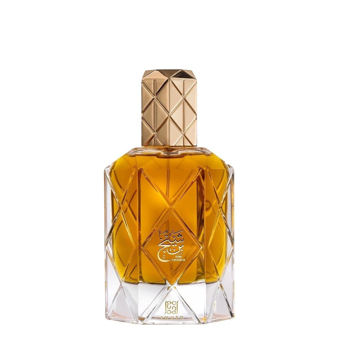 Soghaat Bloom Spectrum 100ml Eau de Parfum for unisex, featuring a clear geometric glass bottle with gold cap and amber liquid.