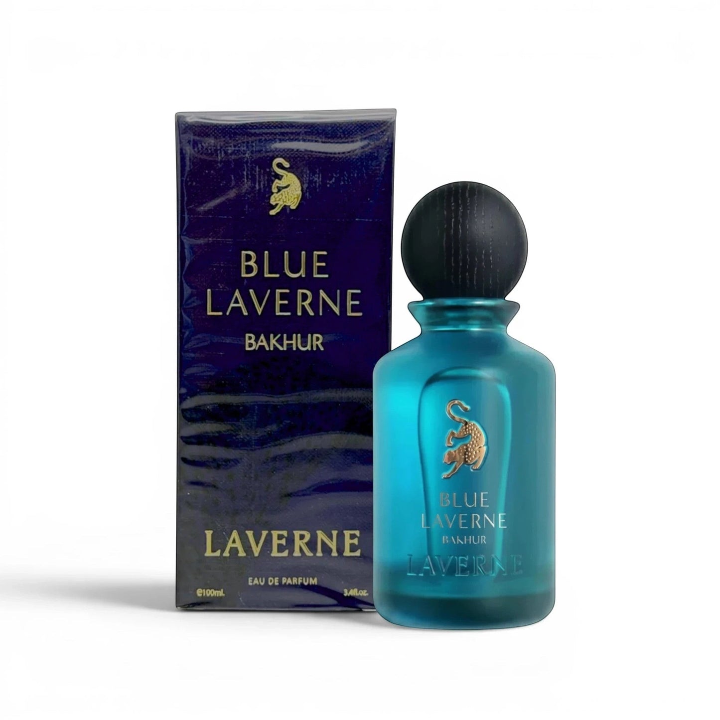 Soghaat Blue Laverne Bakhur Eau de Parfum 100ml bottle and box. Fresh woody aromatic fragrance.