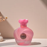 Soghaat Blush Noire 75ml Extrait de Parfum, a pink frosted glass bottle with a pink cap, featuring a gold label.