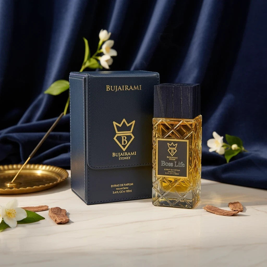 Soghaat Boss Life 100ml Extrait de Parfum for Unisex, fresh oud woody fragrance with amber, resin, spice, and floral woods.