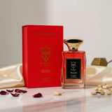 Soghaat Boujee 100ml Eau de Parfum for women, a fruity floral woody fragrance with a red bottle and gold cap.