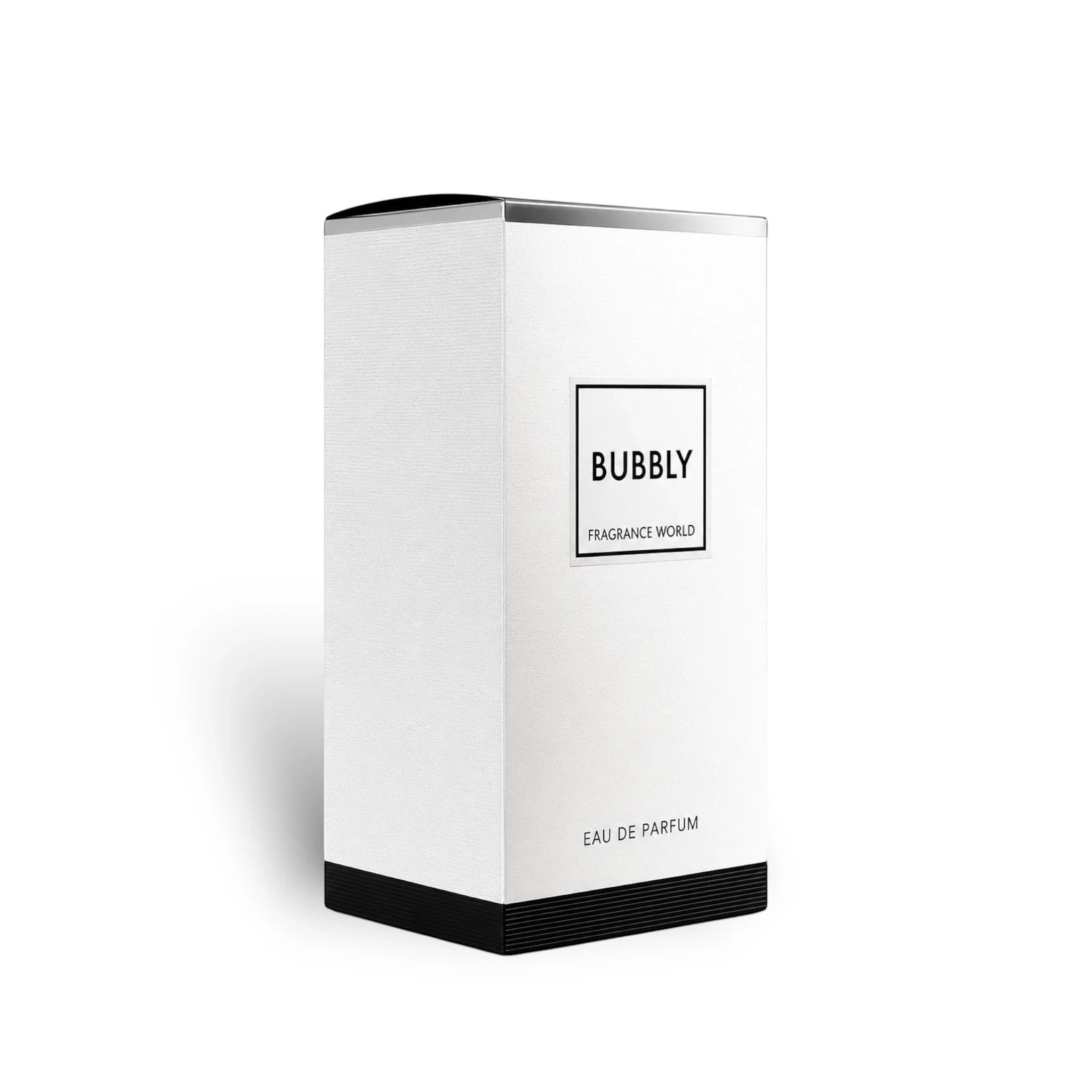 Soghaat Fragrance World Bubbly Eau de Parfum 100ml white rectangular perfume box with minimalist black branding