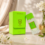 Bujairami Rizz Extrait de Parfum 100ml bottle with a bright green case, featuring citrus and spice notes.