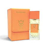 Soghaat Bujairami Too Damn Good 100ml Extrait de Parfum in an orange leather-style box with a textured glass bottle.