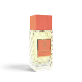 Soghaat Bujairami Too Damn Good 100ml Extrait de Parfum in a textured glass bottle with a coral-coloured wooden cap.