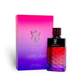 Soghaat Candy Crush Eau de Parfum 100ml for women, a sweet musk fragrance with red fruits, citrus, caramel, floral notes, and vanilla.