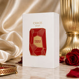 Soghaat Chaos 100ml Extrait de Parfum by French Avenue, a unisex amber woody oriental fragrance with cherry, iris, vanilla, and leather notes.