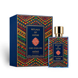 Soghaat Chef d’Oeuvre by Anfar London 80ml Extrait de Parfum bottle and decorative box with vibrant geometric patterns.