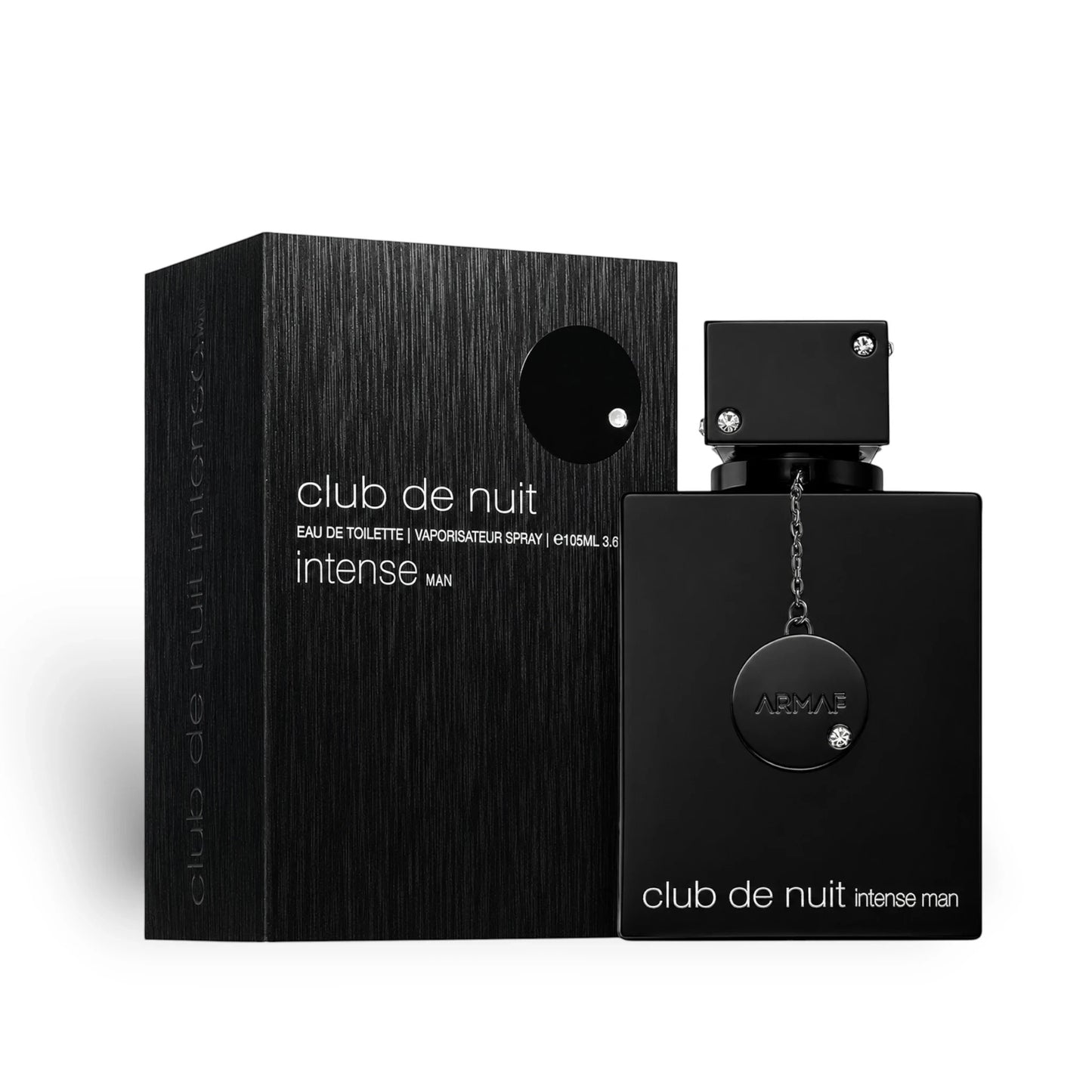 Soghaat Club De Nuit Intense Man 105ml Eau de Toilette for men, black bottle with silver accents and matching box.
