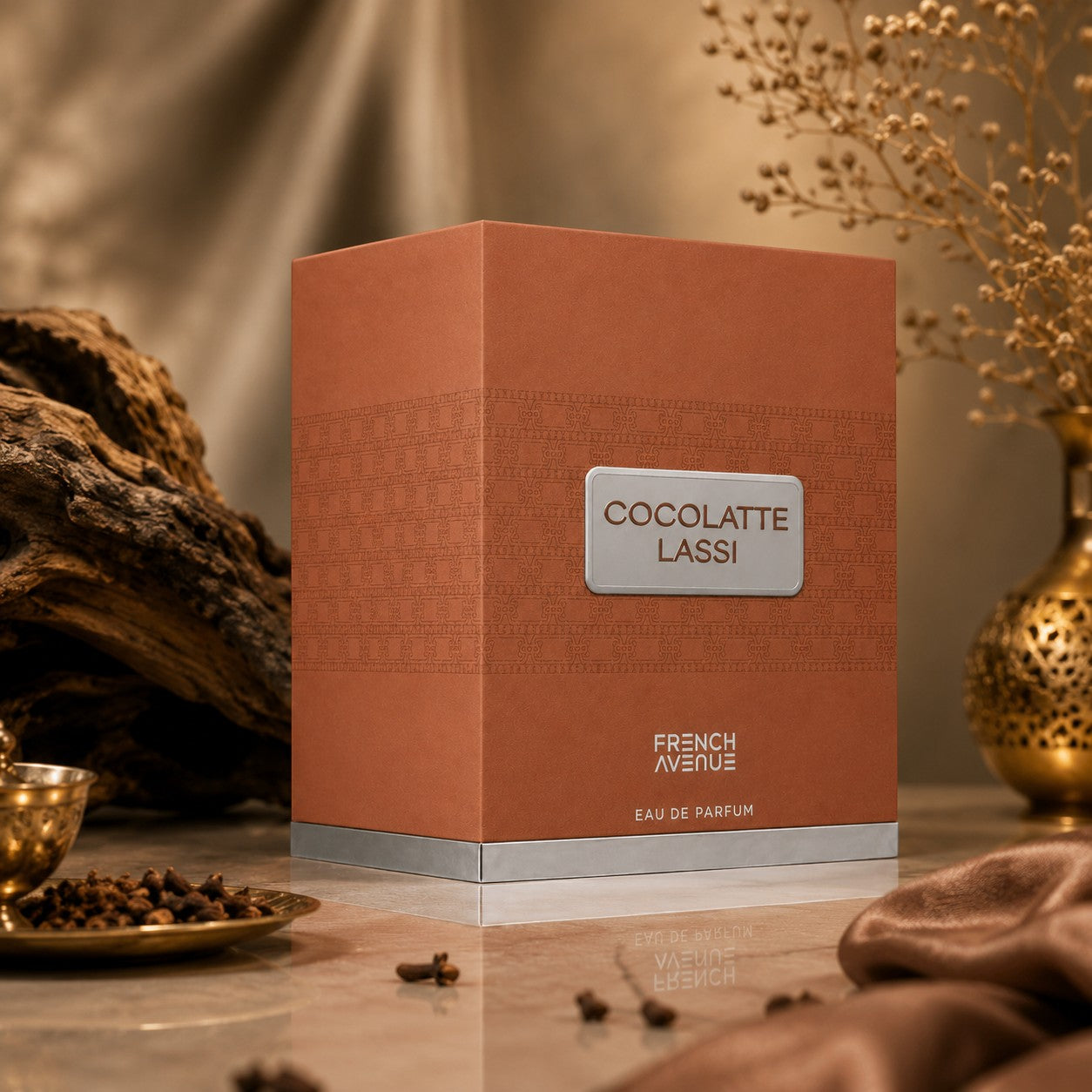 Soghaat Cocolatte Lassi Eau de Parfum by French Avenue, a sweet amber gourmand fragrance with vanilla, chocolate, and rum notes.