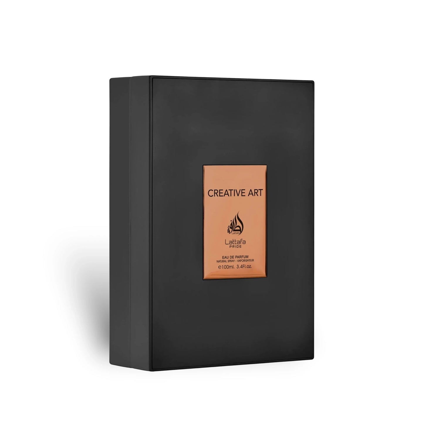 Soghaat Creative Art Eau de Parfum 100ml bottle with a black textured box and copper label.