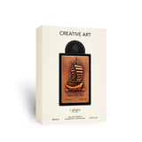 Soghaat Creative Art 100ml Eau de Parfum bottle with a copper-toned ship design on a cream box.