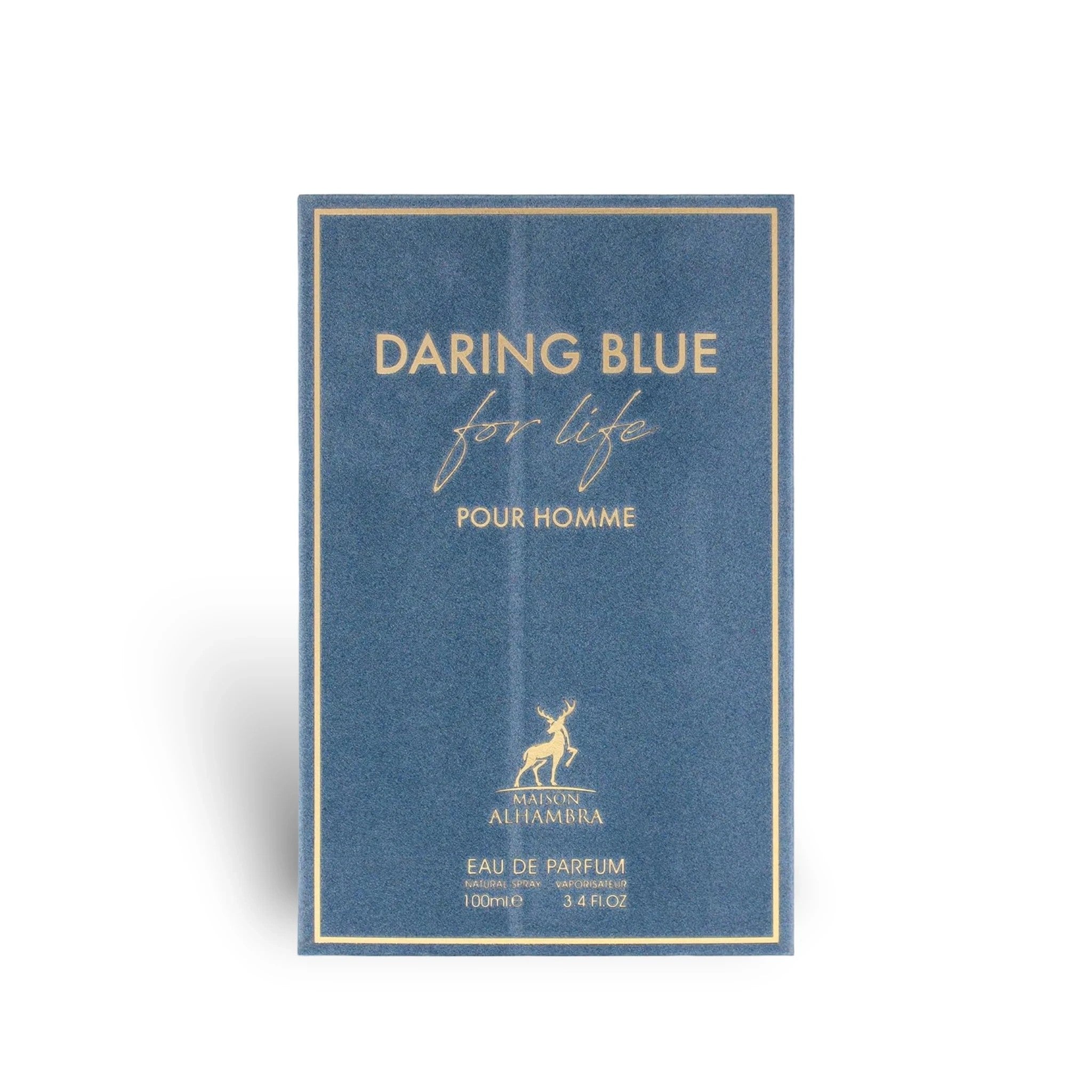 Soghaat Daring Blue For Life Eau de Parfum for men, 100ml bottle with blue packaging and gold lettering.