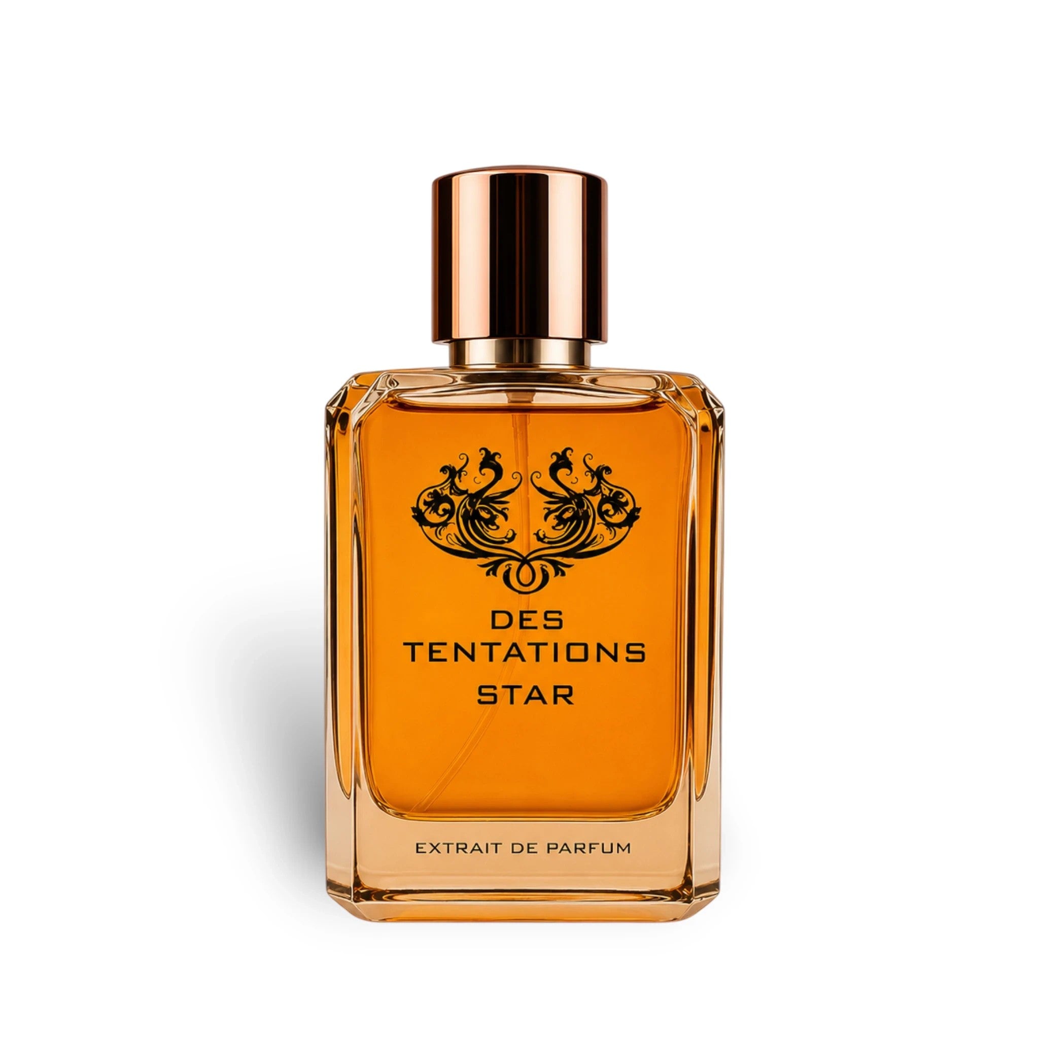 Soghaat Fragrance World Des Tentations Star 100ml Eau de Parfum in a rectangular glass bottle with a metallic cap.
