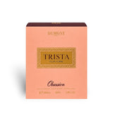 Soghaat Dumont Paris Trista Obsession 100ml Eau de Parfum box in soft peach with elegant gold lettering.