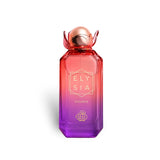 Soghaat Elysia Elegance 100ml Eau de Parfum bottle with a red to purple gradient glass and floral-shaped cap.