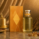 Soghaat Exotic 100ml Eau de Parfum, a fresh woody aromatic fragrance with citrus and floral notes in a frosted gold bottle.