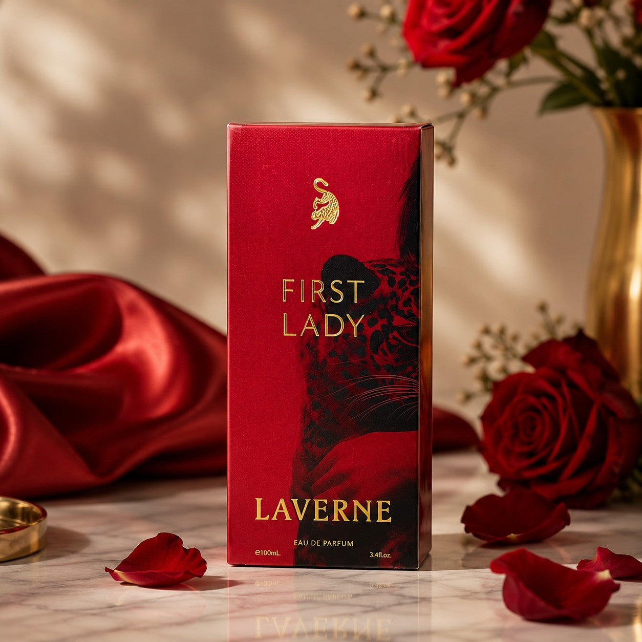 Soghaat First Lady 100ml Eau de Parfum for women, a fresh fruity floral fragrance with a leopard print design.